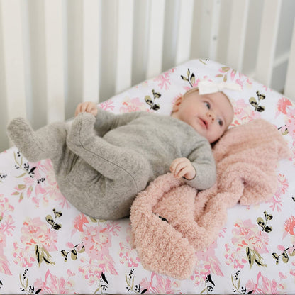 Little Grape Land Pack and Play Sheets Mini Crib Sheets Soft Breathable Pack N Play Sheets, Playard Fitted Sheet 2 Pack Stretchy Fits 38"x26" Playard Mattress, Pink Floral