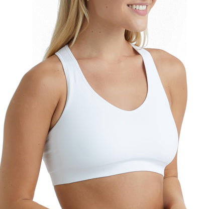 Hanes Seamless Racerback Moderate-Support Sports Bra with CoolDRI Moisture-Wicking