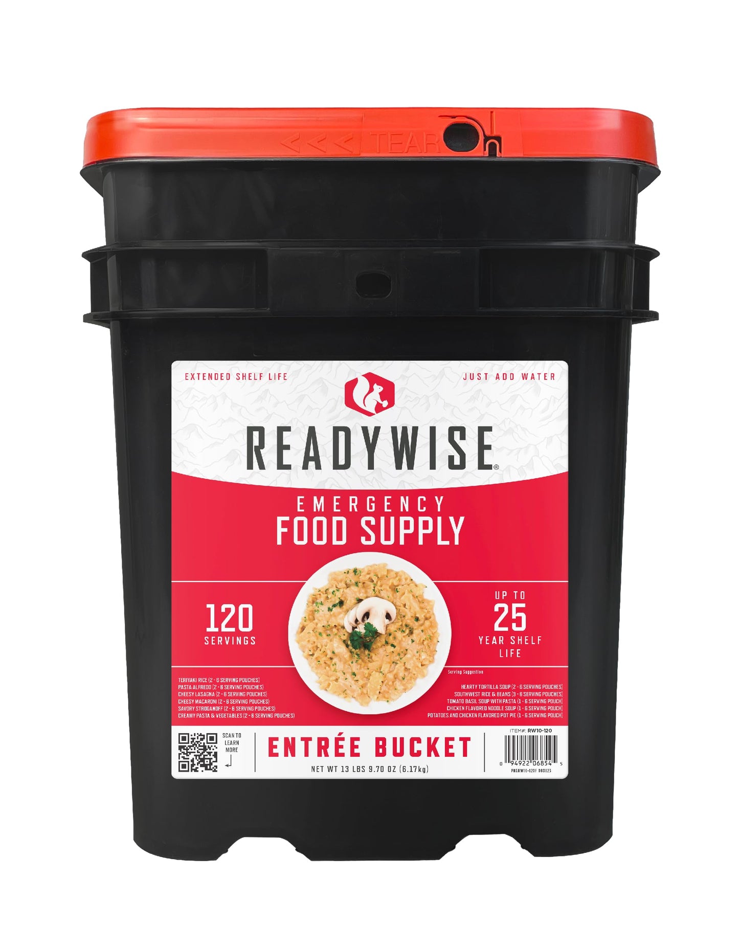 ReadyWise Emergency Food Supply - 120 Servings Favorites Sample Bucket, Survival Food Kit, Freeze Dried Prepper Food & Dehydrated Meals for Camping Essentials & Backpacking, up to 25 Year Shelf Life