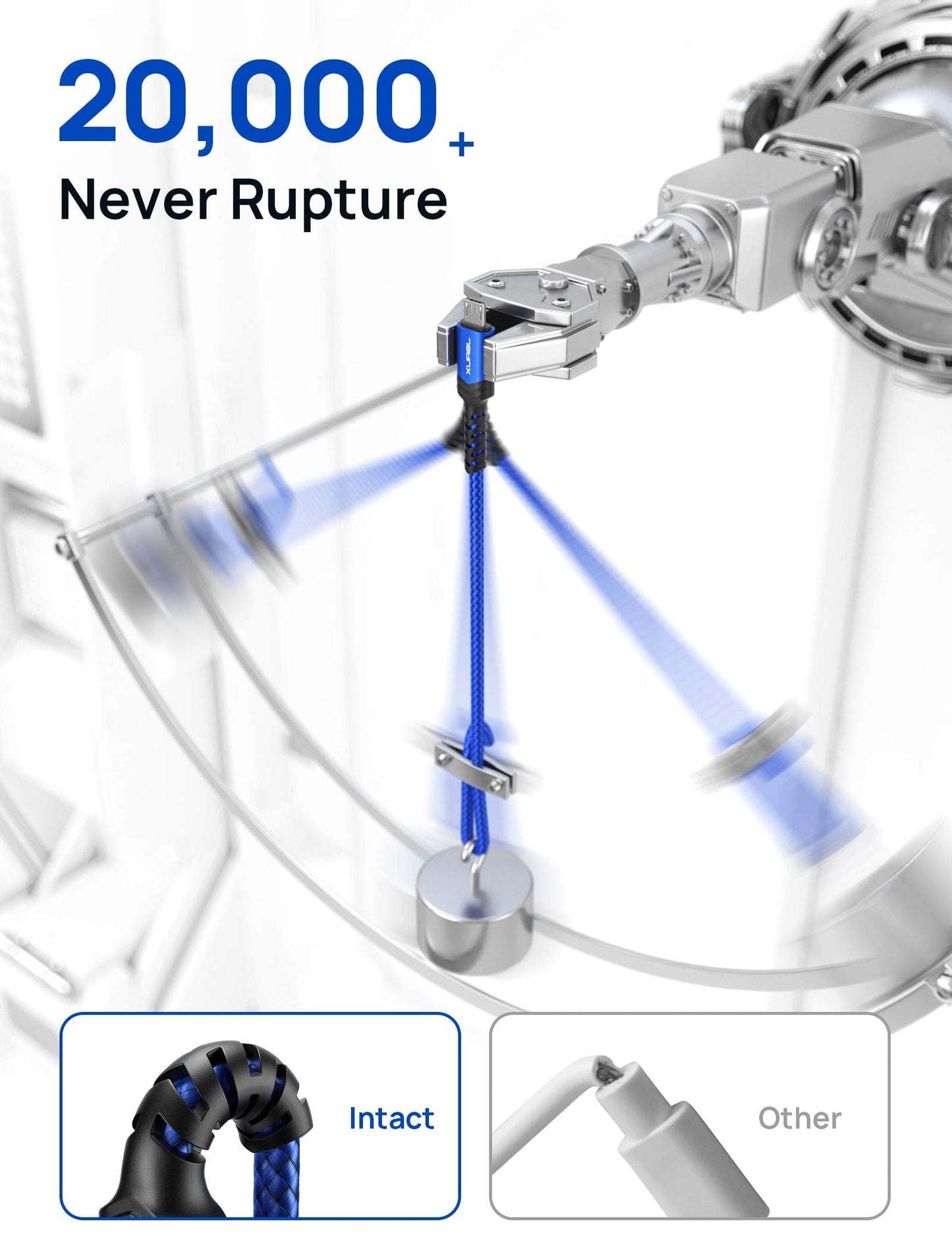 JSAUX Micro USB Cable for Android, (2-Pack 6.6FT) Kindle Charger Cord Replacement, Nylon Braided USB Micro Charging Cable Compatible with Galaxy S7 S6 J7 Edge Note 5, Kindle, MP3-Blue