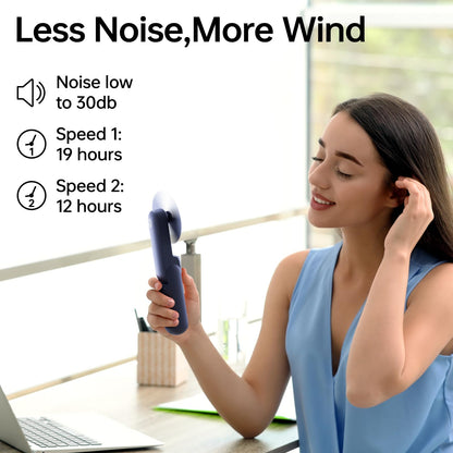 JISULIFE Portable Handheld Fan, Mini 3 In 1 with Rechargeable Battery, Personal Pocket Fan for Travel, Outdoor, USB Power Bank, Flashlight, Essential Ideal Gifts for Summer/Concert/Vacation - Blue