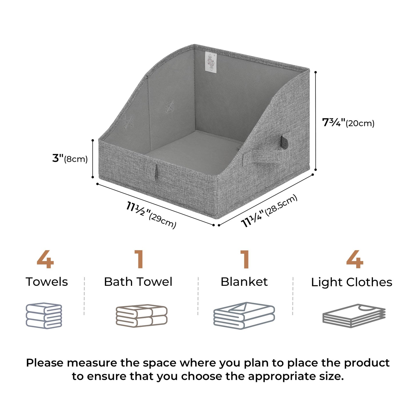 GRANNY SAYS Closet Storage Bins, Clothes Organizer and Storage Bins, Trapezoid Storage Boxes with Handles, Storage Baskets for Shelves, Dark Gray, Medium, 3-Pack