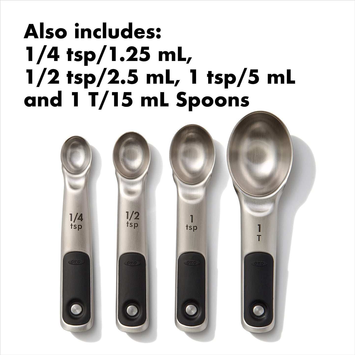 OXO Good Grips Stainless Steel Measuring Cups and Spoons 8-Piece Set, 4 Cups and 4 Spoons