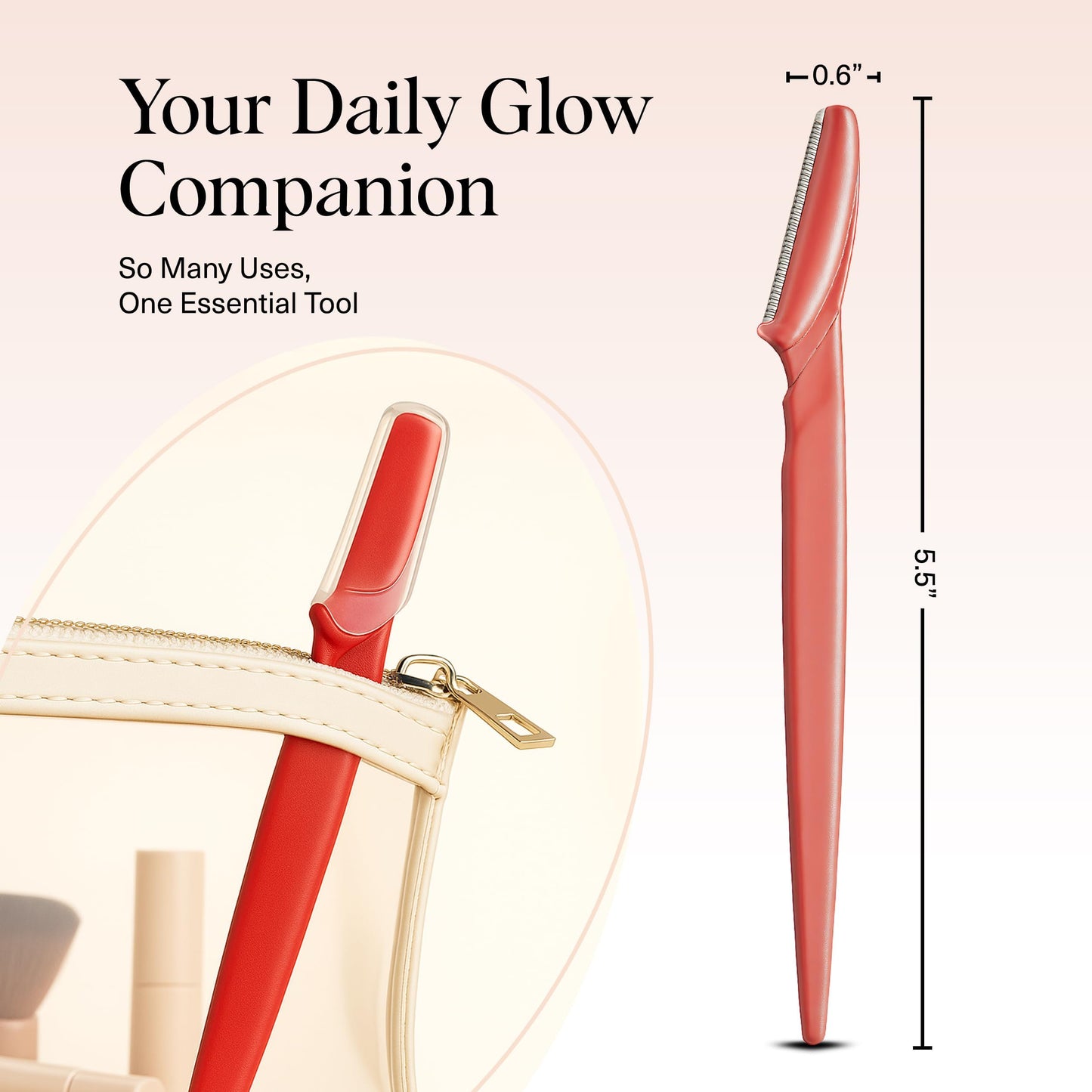 Kitsch Dermaplane Razor for Women Face - Face Razors for Women and Men - Eyebrow Trimmer, Shaver, Recycled Plastic Dermaplaning and Skin Care Tool - Coral, 12 pcs