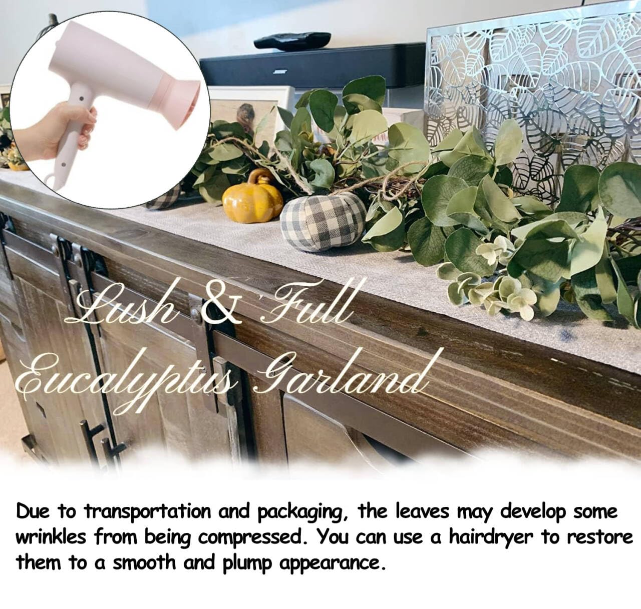 Ouddy Decor Eucalyptus Garland 6.56 Ft Lush Silver Dollar Leaves Boxwood Artificial Faux Greenery Vines for Baby Shower Wedding Party Table Runner Room Home Mantle Decor