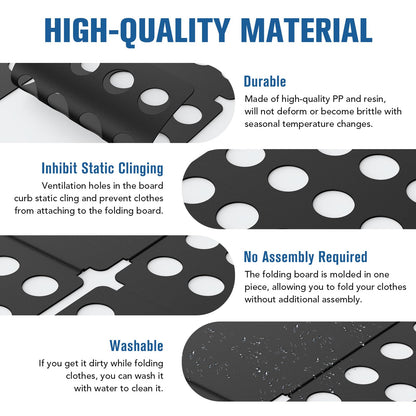 Geniusidea Shirt Folder Board - Clothes Folding Board, Easy to Fold Shirts, Laundry Liners, Black