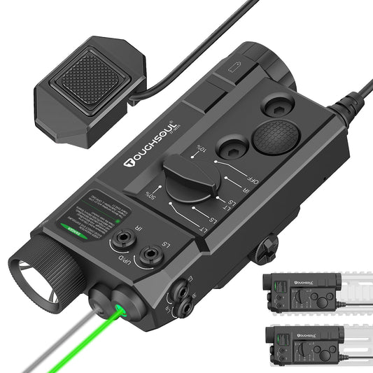 Mlok and Picatinny Mounted Tactical Flashlight Green Laser Infrared(IR) Laser 3 in 1 Combo, 1200 Lumen Light with Remote Pressure Switch for Rifle