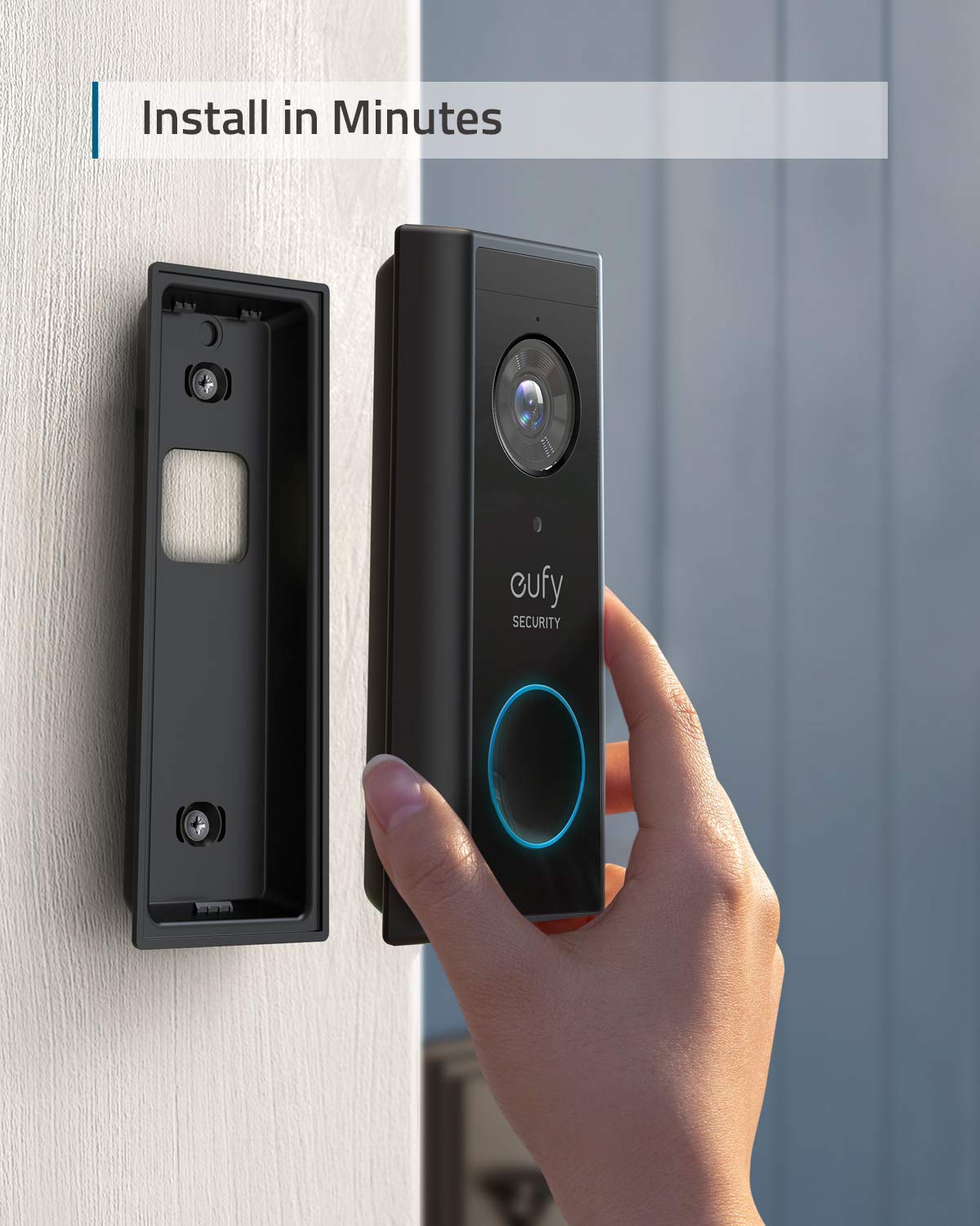 Eufy Security, Wireless Video Doorbell (Battery-Powered) with 2K HD, No Monthly Fee, On-Device AI for Human Detection, 2-Way Audio, Simple Self-Installation (Renewed)