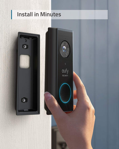 Eufy Security, Wireless Video Doorbell (Battery-Powered) with 2K HD, No Monthly Fee, On-Device AI for Human Detection, 2-Way Audio, Simple Self-Installation (Renewed)