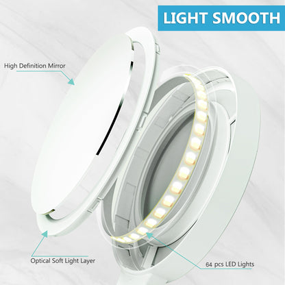 MIYADIVA 20X Magnifying Mirror with Light, Travel Magnifying Mirror, 1X/20X Vanity Mirror with Light, Adjustable Handle Travel Makeup Mirror, Touch Switch Light up Mirror for Plucking Eyebrows