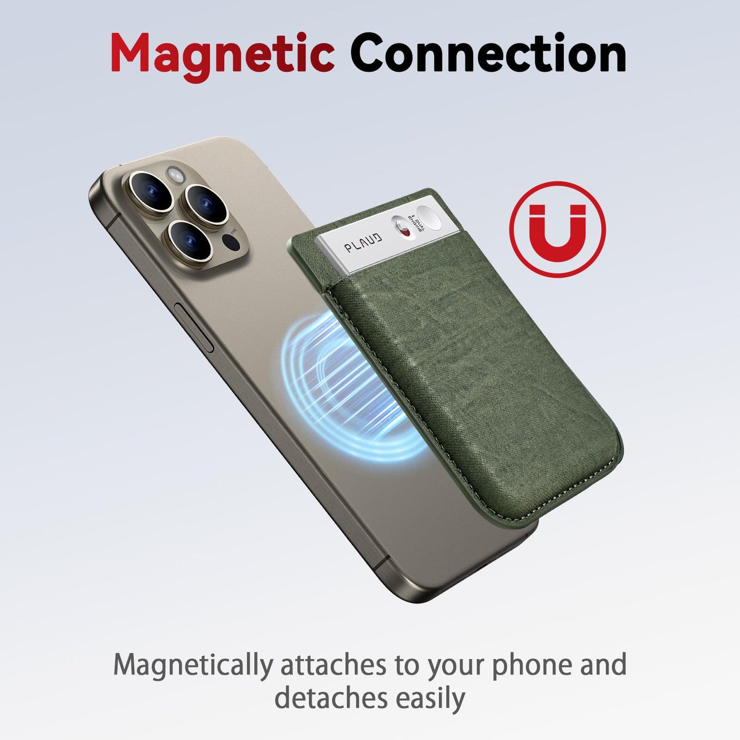 Magnetic Carrying Leather Case for PLAUD Note AI Voice Recorder – Thin Phone Wallet Attachment, Compatible with All Phone Sizes Green (Original Equipment Included, No Additional Purchases Needed)