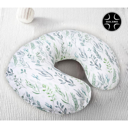 Nursing Pillow Cover Stretchy Removable Cover for Breastfeeding Pillows, Ultra Soft Comfortable Slipcover for Baby Girl and Boy, Green Leaf