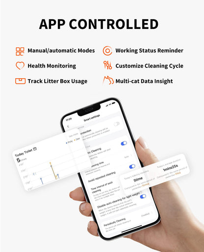 PETKIT PuraMax Self Cleaning Litter Box with N50 Odor Eliminator, xSecure Automatic Scooping, Large Space Cat Box with Waste Bags