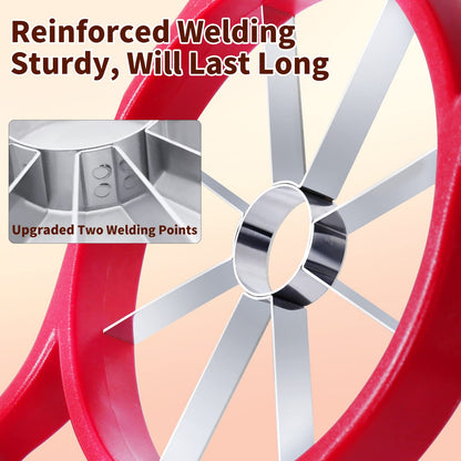 OOKUU Apple Slicer Corer, [Large Size] 8-Blade Heavy Duty Apple Cutter with Base, [Upgraded] Cut Apples All The Way Through, Stainless Steel Ultra-Sharp Blade, Fruit & Vegetable Divider, Wedger, Red