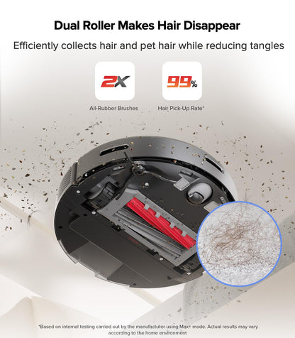 roborock Q5 Max+ Robot Vacuum with Self-Empty Dock, Upgraded from Q5+, 5500 Pa Suction, DuoRoller Brush, Hands-Free Cleaning for up to 7 Weeks, PreciSense LiDAR Navigation, App & Voice Control
