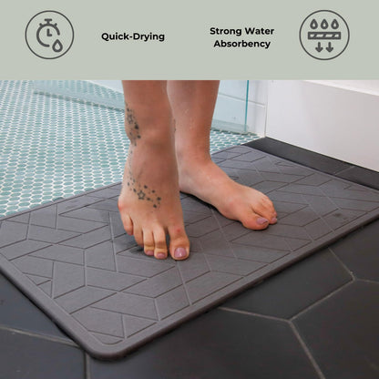 ME MOTHER EARTH Quick Dry Diatomaceous Earth Floor Stone Bath and Kitchen Dish Drying Mat, Bathroom Non-Slip Shower Mat, Super Absorbent Pad, Eco Friendly, Easy to Clean, Sustainable, Dark Grey