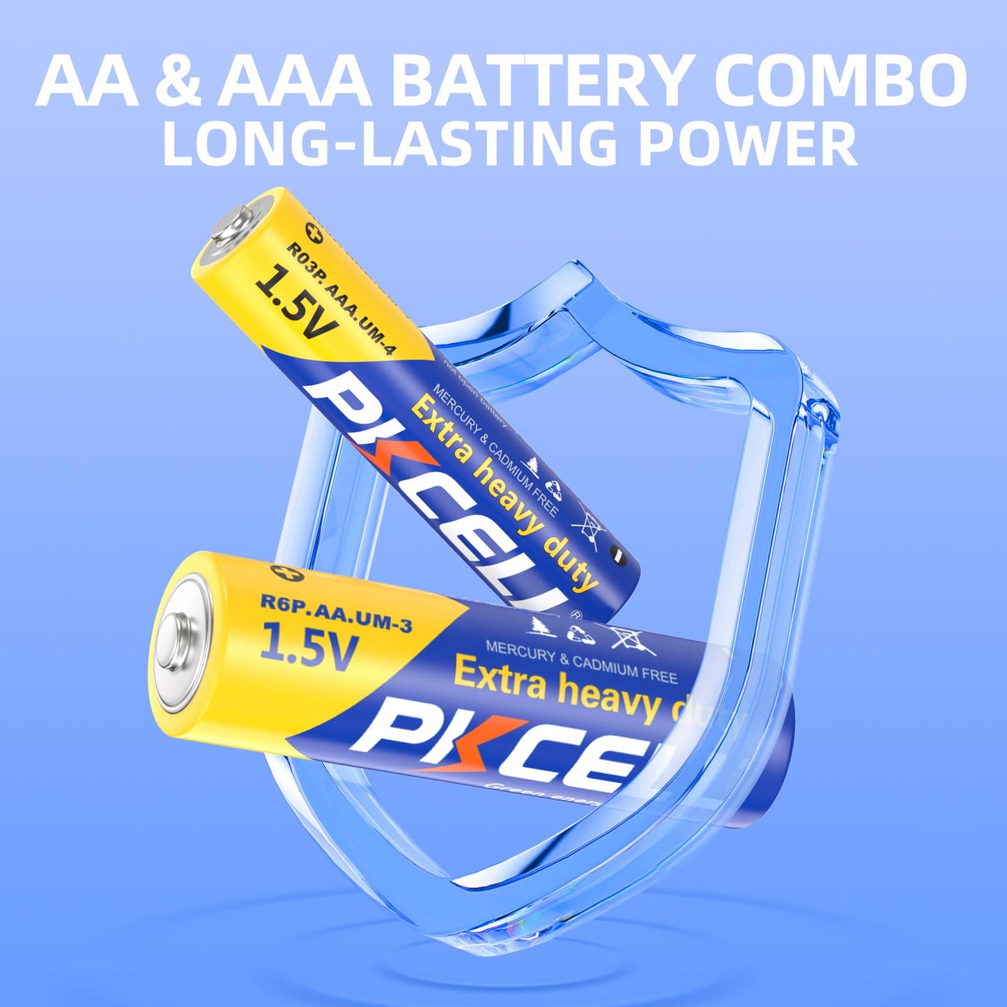 PKCELL AA Batteries & AAA Batteries, 40 Double A Batteries and 40 Triple A Batteries Combo Pack (80 Count), 1.5V High-Performance Carbon Battery