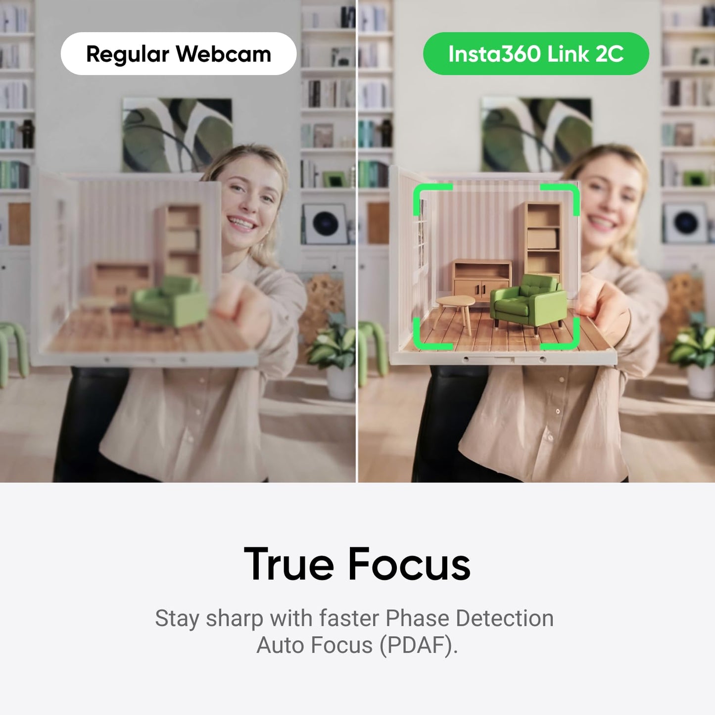 Insta360 Link 2C Tripod Bundle - 4K Webcam for PC/Mac, 1/2" Sensor, Auto Framing, HDR, AI Noise-Canceling Mic, Gesture Control for Streaming, Video Calls, Gaming, Works with Zoom, Teams, Twitch & More