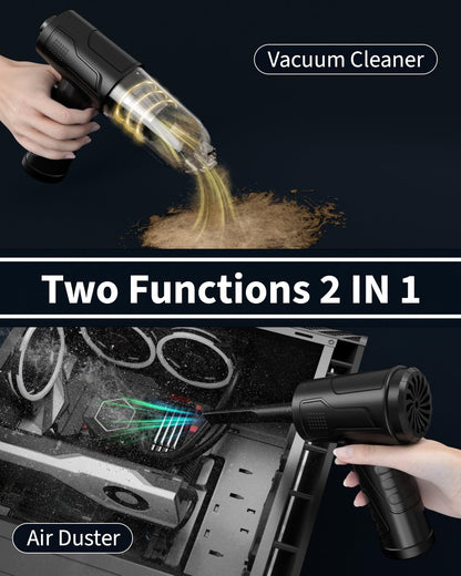 Powerful Compressed Air Duster for Deep Cleaning-Replace Compressed Air Can-No Canned Air Duster-Keyboard Cleaner-PC Cleaning-Rechargeable-3-Speeds-95000RPM Cordless Air Blower-Car Duster 8000mAh