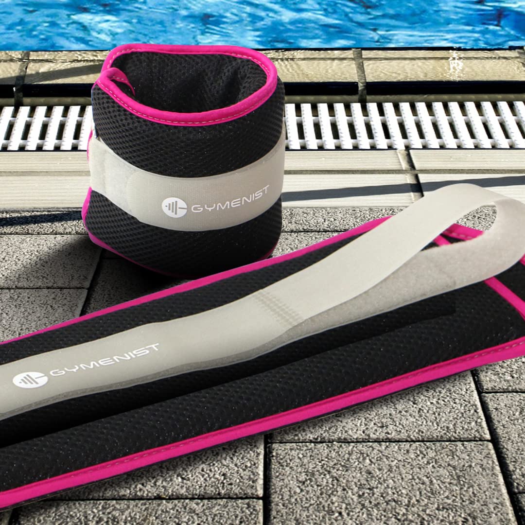 Gymenist Water Proof Ankle And Wrist Weights With Adjustable Strap Great For Swimming And All Water Sports Activities (1 - LB)