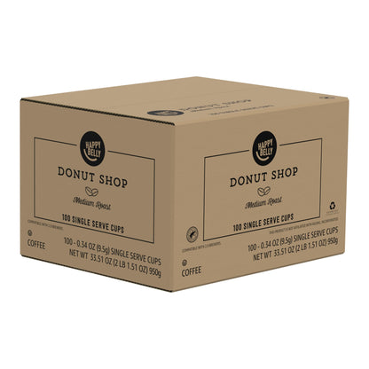Amazon Brand - Happy Belly Medium Roast Coffee Pods, Donut Style, Compatible with Keurig 2.0 K-Cup Brewers, 100 Count