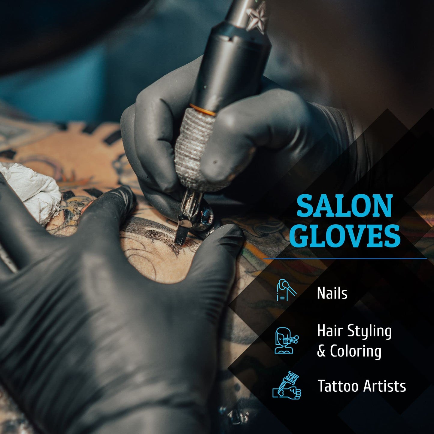 Hand-E Touch Black Nitrile Disposable Gloves XL 100 Count - Powder & Latex Free, Textured Fingertips, Heavy Duty Rubber Gloves for BBQ, Cooking, Tattoo, Hair Color, Cleaning