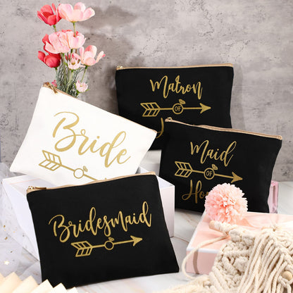 8 Pcs Bridesmaid Makeup Bag Matron of Honor Gifts Bridal Bag for Bridal Wedding Party Gift(Stylish Pattern)