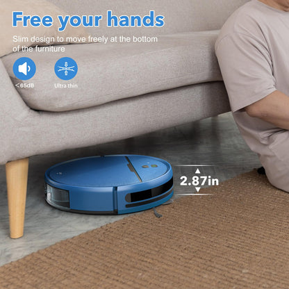 Robot Vacuum and Mop Combo, 2 in 1 Robot Vacuum Cleaner with WiFi/App, Smart Robotic Vacuums with Strong Suction, Schedule, Self-Charging, Slim, Quiet, Ideal for Hard Floor, Pet Hair, Low Pile Carpet