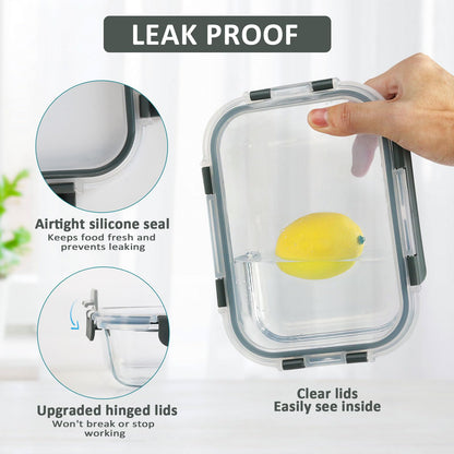 M MCIRCO [8-Pack,30 oz] Glass Meal Prep Containers,Glass Food Storage Containers,Airtight Glass lunch Containers with Lids - Microwave, Oven, Freezer and Dishwasher