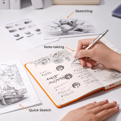 Nicpro 0.7 Metal Mechanical Pencil Set with Case, 3PCS MP1000 0.7mm Artist Lead Pencil With 8 Tube HB Refills, 3 Erasers, 9 Eraser Refill For Architect Art Drafting Drawing Engineering, Sketching