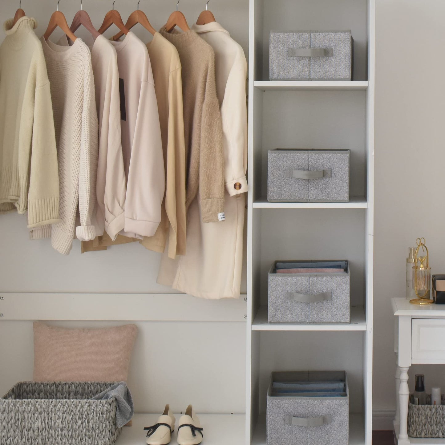 GRANNY SAYS Pants Jeans Organizer for Closet, Wardrobe Clothes Organizer, Clothes Drawer Organizers, Clothing Storage for Tshirts, Pants, Sweaters, Gray, 4-Pack