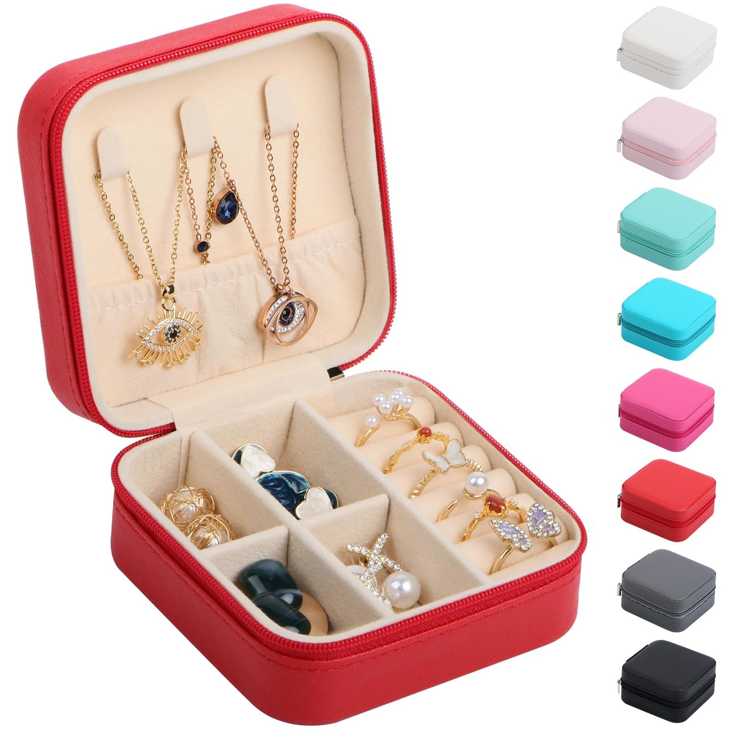 17Dec Small Travel Jewelry Case Organizer,Mini Travel Essentials for Women,Bridesmaid Gifts Birthday Gifts for Women,Small Jewelry Box for Girls 8-12