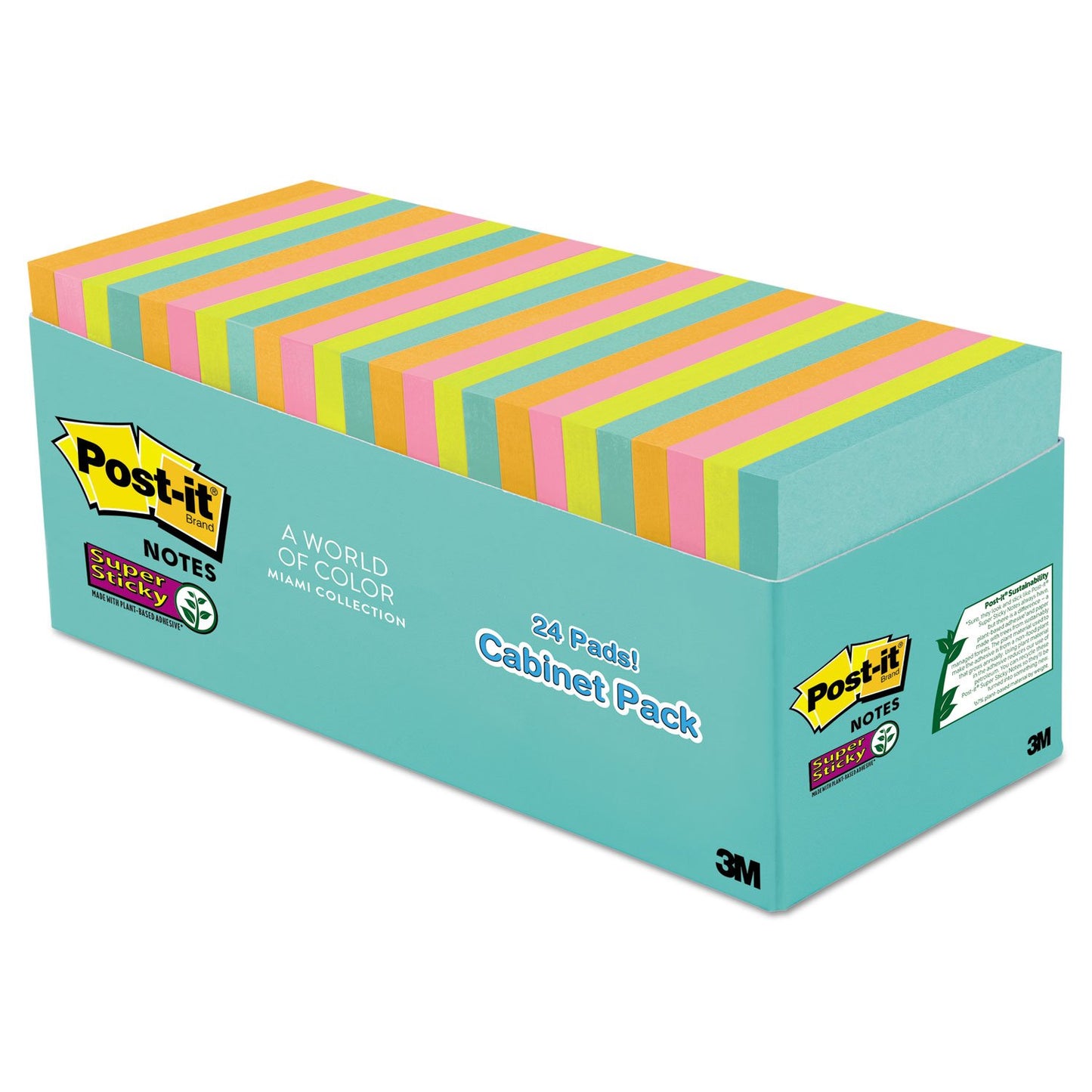 Post-it Super Sticky Notes, 24 Sticky Note Pads, 3 x 3 in., School Supplies, Office Products, 2X The Sticking Power, Supernova Neons Collection