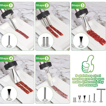 Large Capacity Jerky Gun Kits, Jerky Cannon, Stainless Steel Jerky Maker, Jerky Shooter, Meat Gun, Beef Deer Jerky Making Gun Kit, Gifts for Women Men