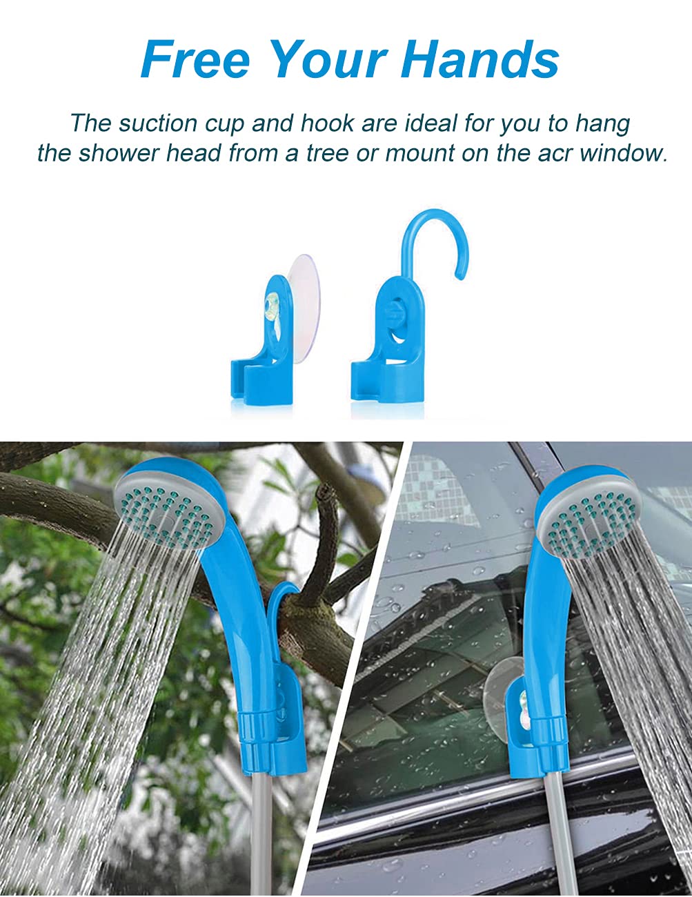 innhom Portable Shower Camping Shower Outdoor Camp Shower Pump, Electric Rechargeable Portable Camping Shower, Powered by Rechargeable Battery