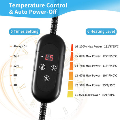 KEKELAN Pet Heating Pad for Cats, Indoor Outdoor Waterproof Electric Heated Pad Mat for Dogs with Chew Resistant Cord,5 Timer and 6 Level Temperature Pet Bed Warmer-17.7x17.7