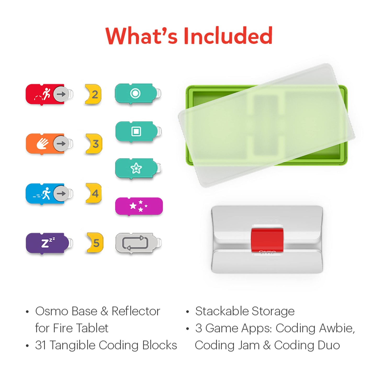 Osmo-Coding Starter Kit for Fire Tablet-3 Educational Learning Games Ages 5-10+-Learn to Code,Coding Basics & Coding Puzzles-STEM Toy Gifts,Boy & Girl(Osmo Fire Tablet Base Included-Amazon Exclusive)