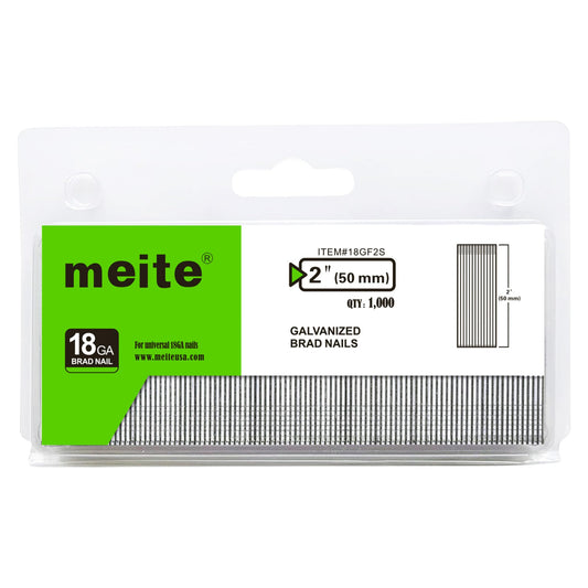 meite 18 Gauge Brad Nails, 2 Inch 18GA Brad Nails Galvanized Small Finishing Nail Gun Nails for Pneumatic, Electric Brad Nailer Gun (1,000 Counts)