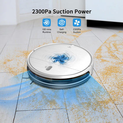 Robot Vacuum and Mop Combo, 2 in 1 Mopping Robot Vacuum Cleaner with Schedule, Wi-Fi/Voice/App, Strong Suction, Easy of Use, Self-Charging Robotic Vacuum, Slim, Ideal for Hard Floor, Pet Hair, Carpet