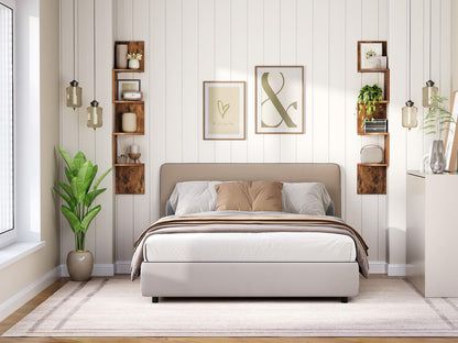 HOOBRO Corner Shelf Wall-Mounted, Set of 2 Floating Corner Shelves for Wall, 4-Tier Corner Bookshelves for Living Room, Bedroom, Bathroom, Home Office, Rustic Brown BF25BJP201