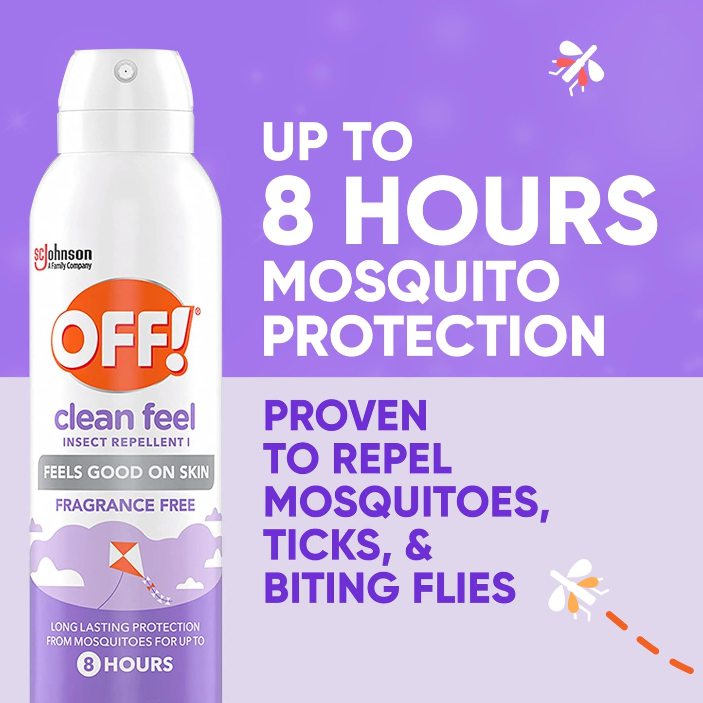 OFF! Clean Feel Insect Repellent Aerosol with 20% Picaridin, Bug Spray with Long Lasting Protection from Mosquitoes and Ticks, Feels Good on Skin, 5 oz