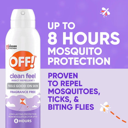 OFF! Clean Feel Insect Repellent Aerosol with 20% Picaridin, Bug Spray with Long Lasting Protection from Mosquitoes and Ticks, Feels Good on Skin, 5 oz