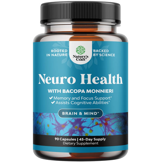 Nootropic Brain Supplement for Memory and Focus Support - Vitamins for Mental Health & Clarity with Bacopa Monnieri, VIT A, B6, Riboflavin, Niacin, Thiamin & Folate - Cognitive Complex - 90 Ct