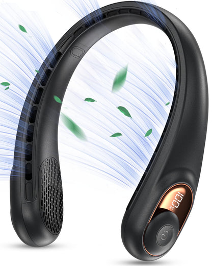 KIDEE Neck Fan, Portable Bladeless Neck Fans, Upgrade 360° Airflow, Super Quiet, 3 Speeds, 4000mAh Personal Wearable Neck Fan, Upgraded Cooling Air Volume USB Rechargeable Hands Free Fan