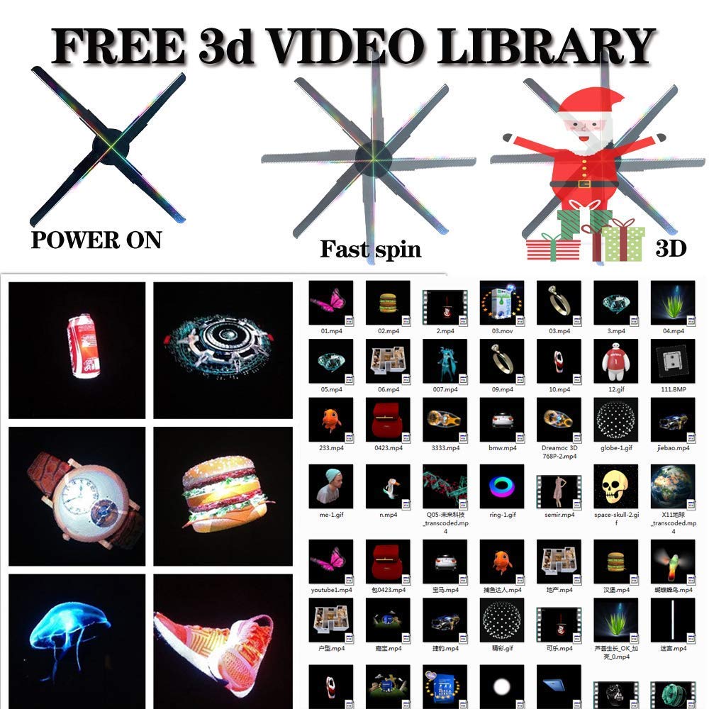 3D Hologram Fan,18.1"Hologram Fan with Remote/Bluetooth/WIFI/700 Video Library,Missyou Holographic Fan with HD LED 2000*1444PX Resolution Picture Fan Spinner Small for Shop/Bar/Christmas/Halloween