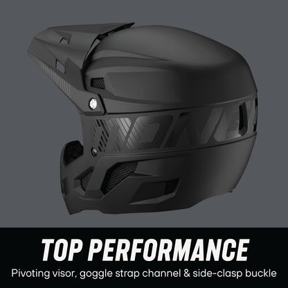 Mongoose Title Full Face Helmet, Medium, Durable ABS Shell, Chin Guard, Full Coverage Padding, Vents for Airflow, Pivoting Visor, Goggle Strap Channel, BMX and Mountain Bike Helmet for Adult or Teen