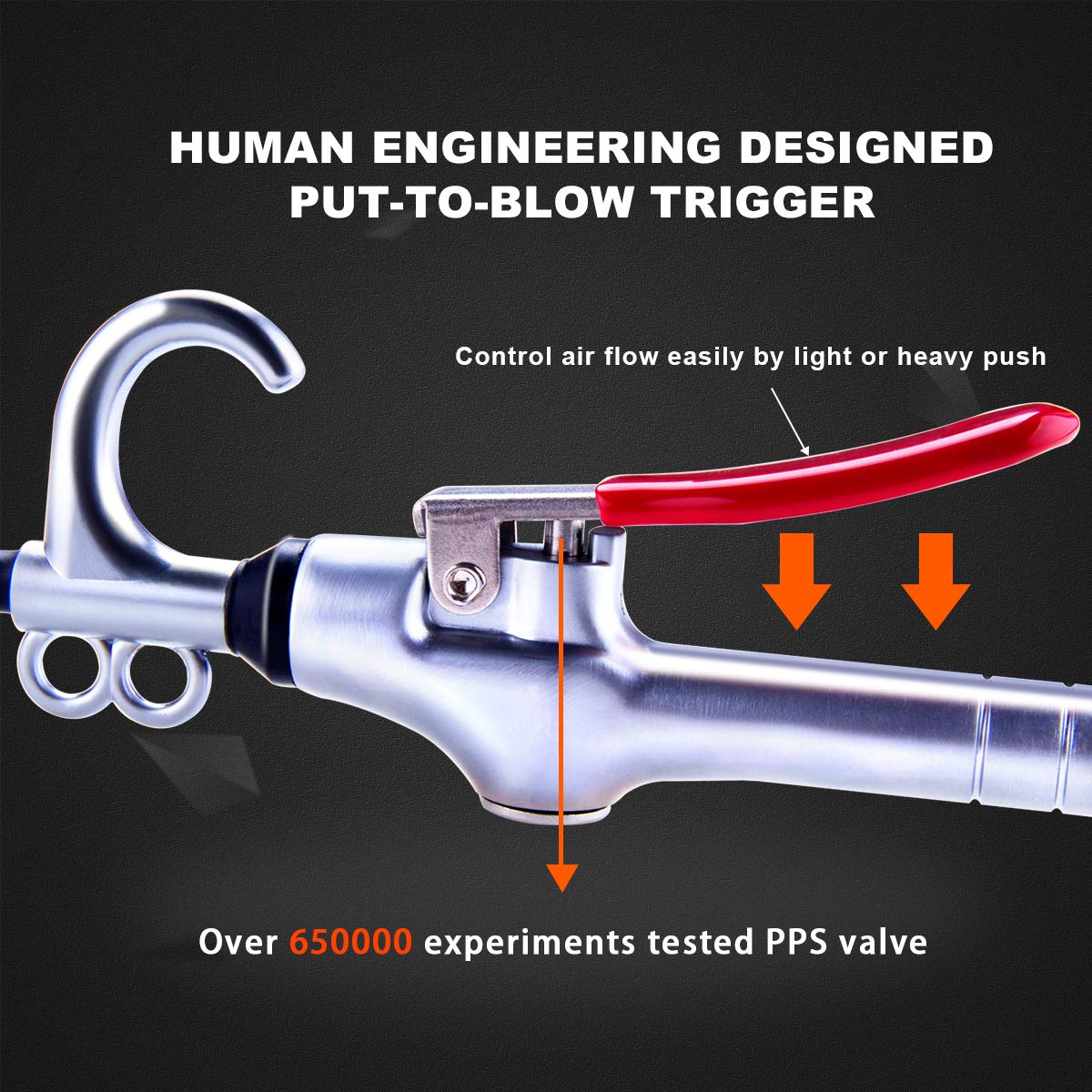 High Volume Air Blow Gun Alluminum Rubber Guard Air Flow Nozzle,Industrial Household Air Blower Gun,Pneumatic Air Compressor Accessories Dust Cleaning Tool