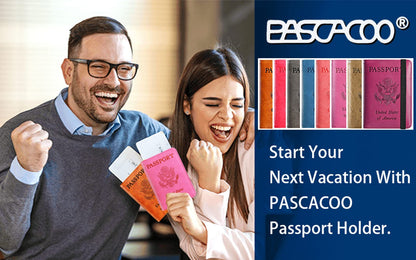 Passport Holder Cover Wallet Travel Essentials RFID Blocking Leather Card Case International Must Haves Travel Accessories for Women Men(101#Purple)