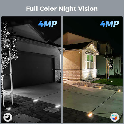 Hiseeu Solar Security Cameras Wireless Outdoor 2 Pack, Battery Powered 3K 4MP wifi Cameras for Home Surveillance, PIR/AI Motion Detection, Waterproof, Color Night Vision, 2-Way Audio, Cloud/SD Storage