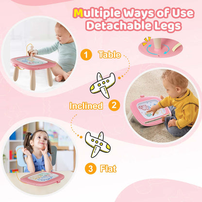 Kikidex Magnetic Drawing Board, Toddler Girl Toys for 1-2 Year Old, Doodle Board Pad Learning and Educational Toys for 1 2 3 Year Old Baby Kids Birthday Gift(Soft Pink)